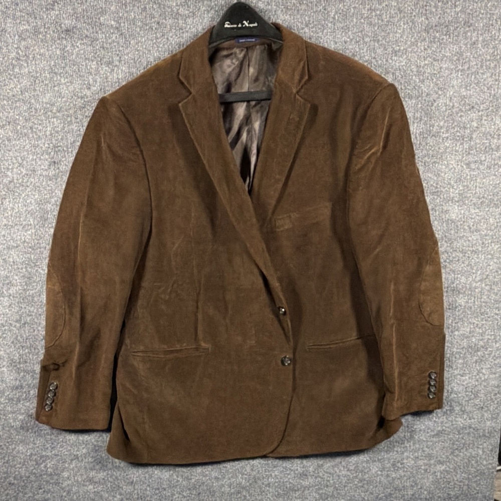 Mens 52 Reg Sport Coat,Stafford,Signature Brown Corduroy Elbow Patch Classic Fit